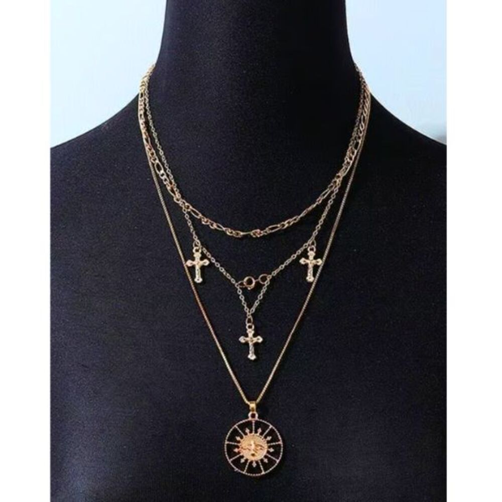14k Gold Necklace Layered, Pendant Necklace, Gift for Mom, Necklace for Girls